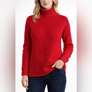 Women's Red Ribbed Sweater